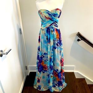 Strapless floral, maxi dress by Boutique